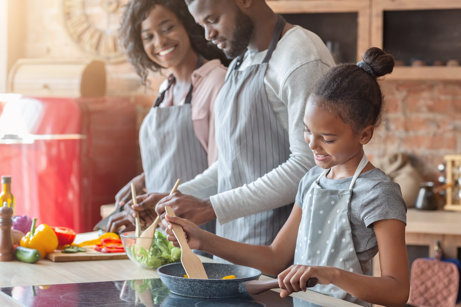 Family Dinner - family preparing dinner together