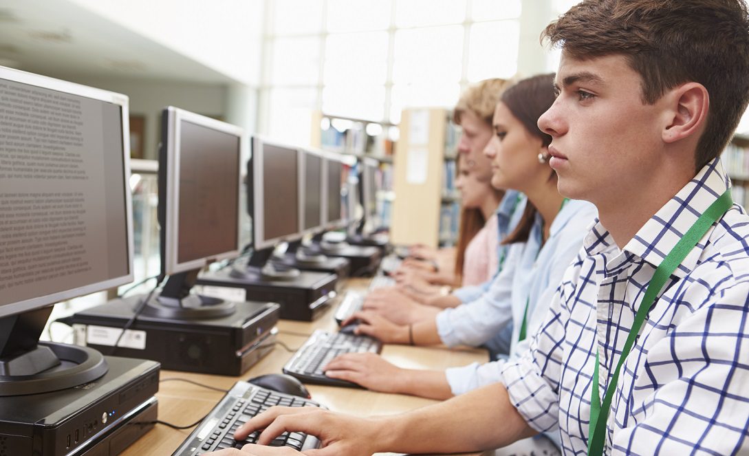 Surveillance: Students using computers at school