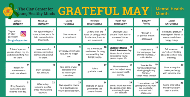 Cropped May 2023 Calendar with a gratitude tip for every day of the month