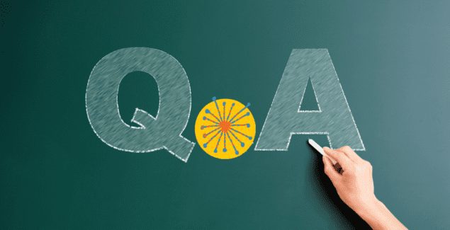 Q+A letters over green chalkboard background