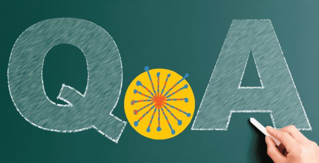 Q+A letters over green chalkboard background