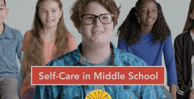 Five middle school students side by side