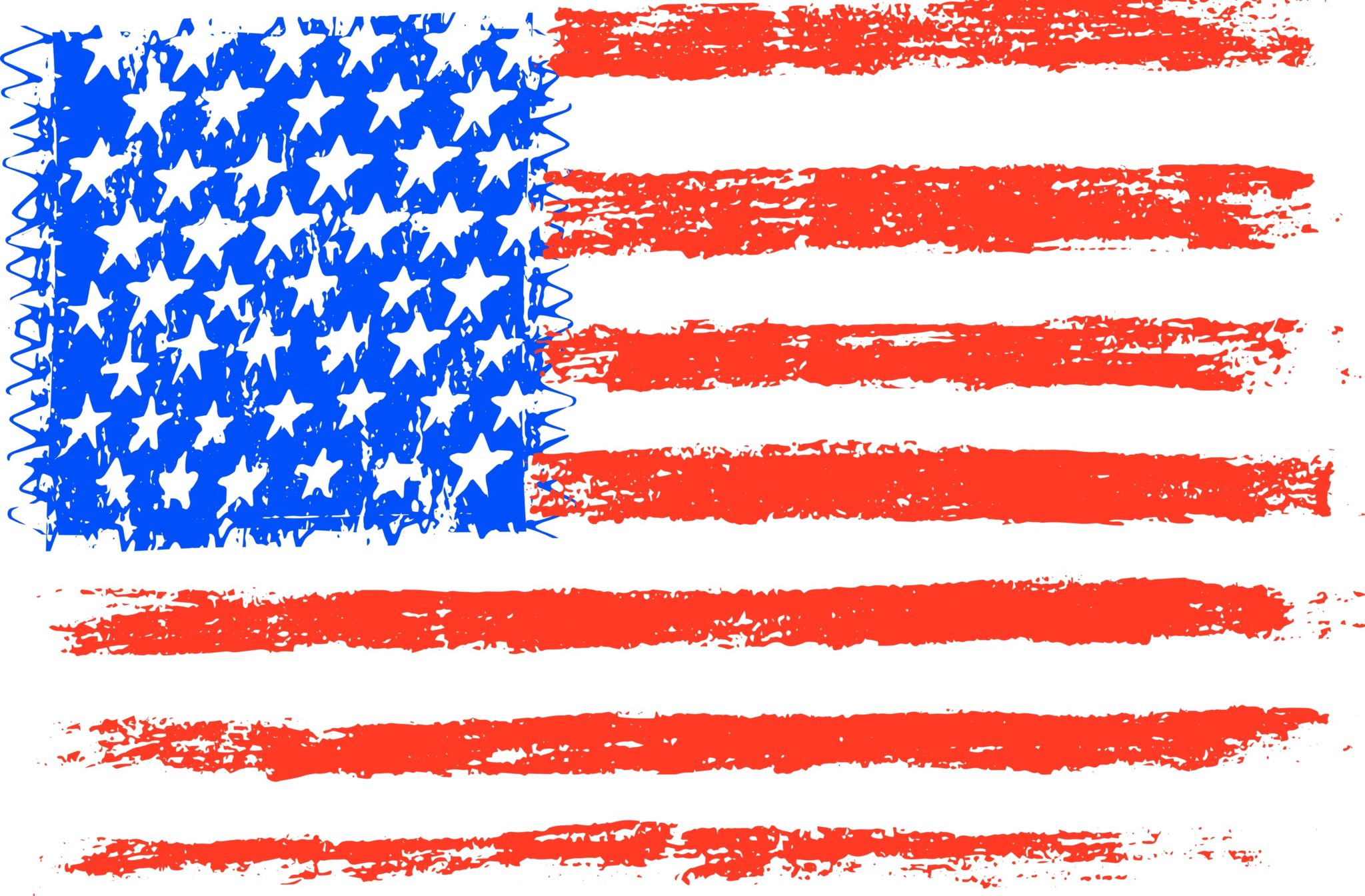Image of a child-like crayon drawing of the American Flag