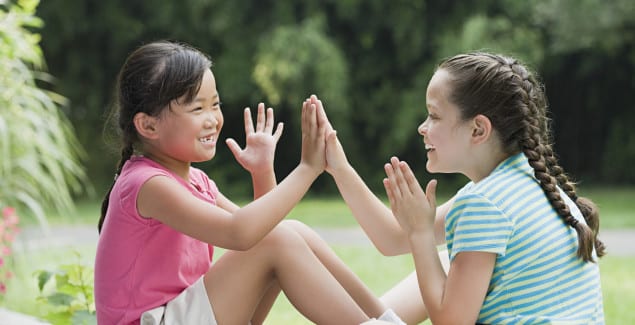 girls playing outside