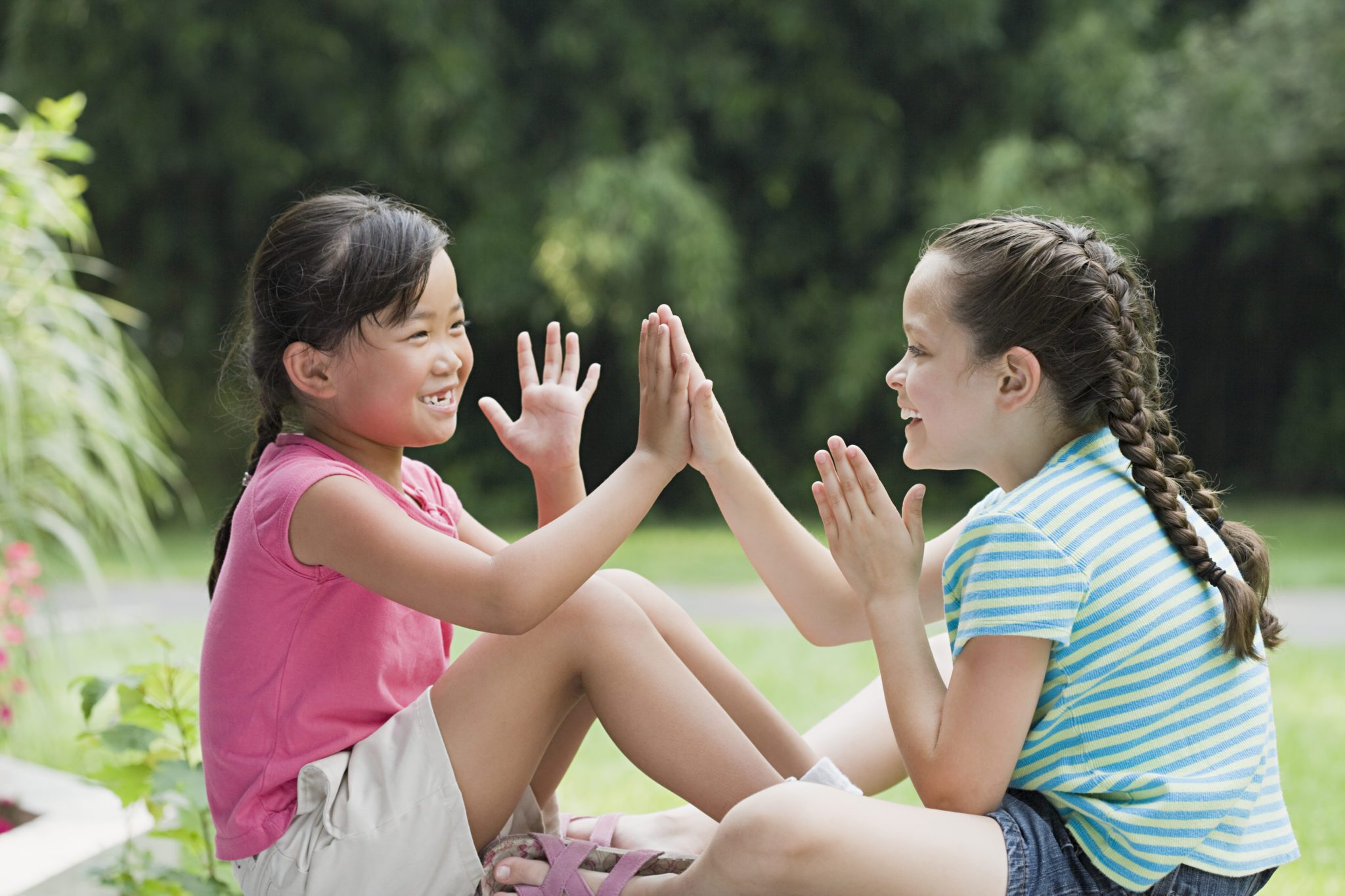 girls playing outside