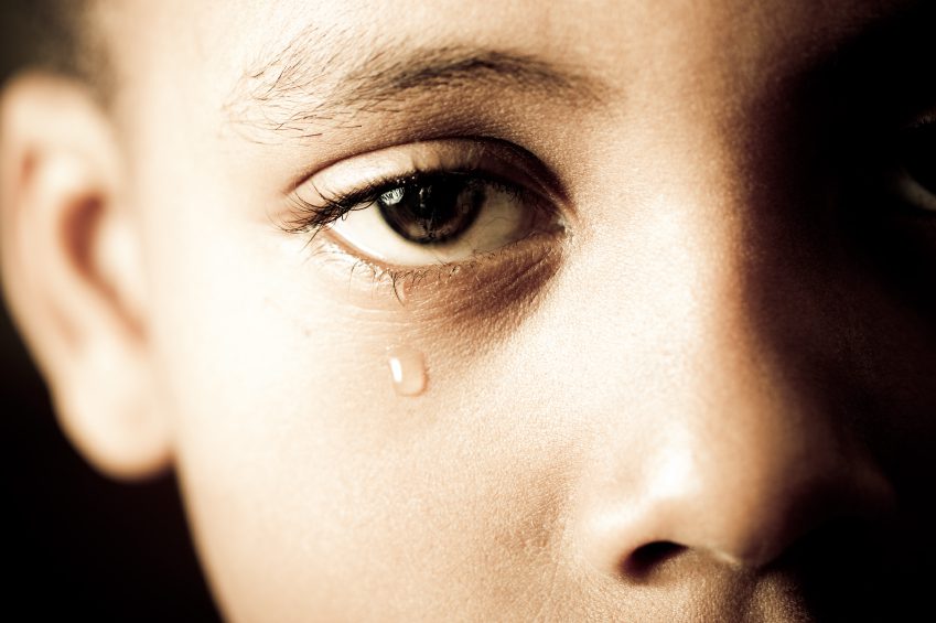 Anxiety disorder - Close up of child's eye with tear in it